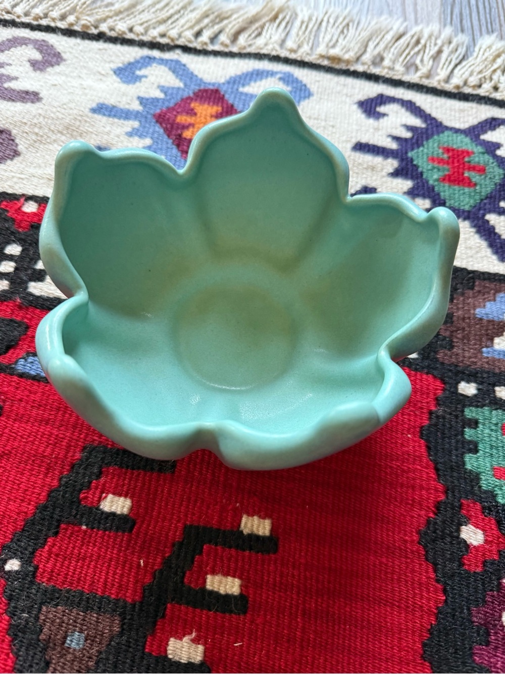 Van Briggle Pottery Turquoise Flower-Shaped Ceramic Bowl